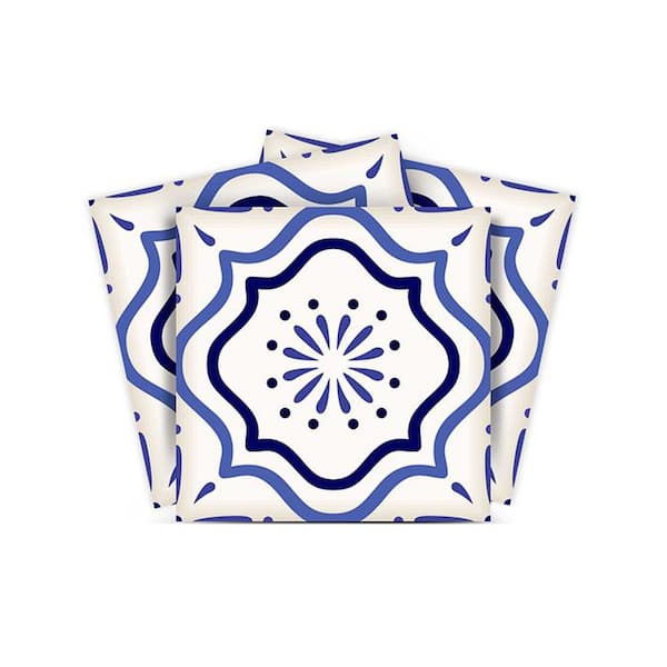 MI ALMA Blue and White A4 5 in. x 5 in. Vinyl Peel and Stick Tile (24 Tiles, 4.17 sq.ft./Pack)