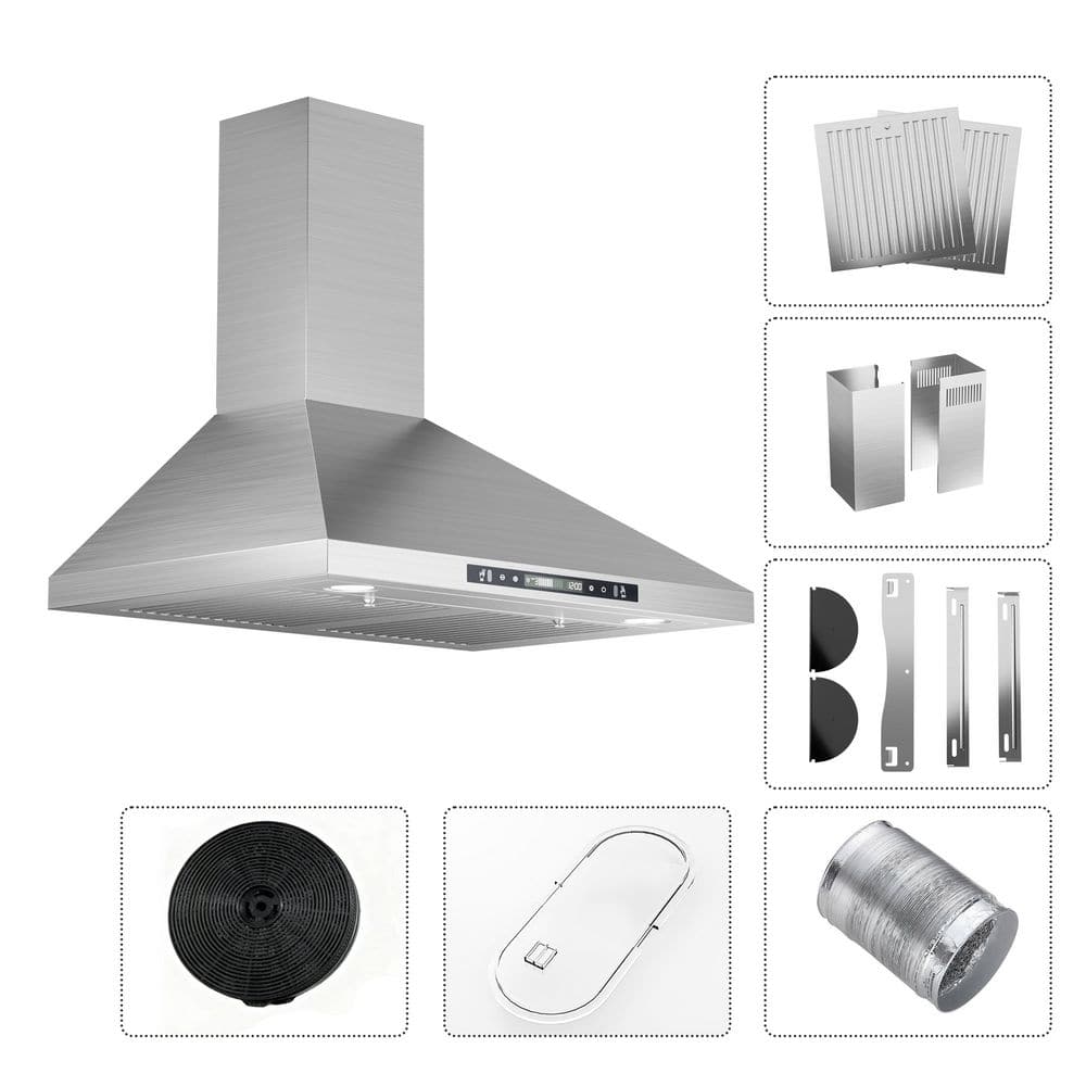 30 in. 600CFM Convertible Ducted to Ductless Wall Mount Range Hood in Stainless Steel 3-Speed with LED Lights price history on PriceWatchPro