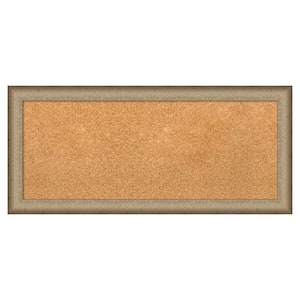 Elegant Brushed Bronze Narrow Natural Corkboard 33 in. x 15 in. Bulletin Board Memo Board