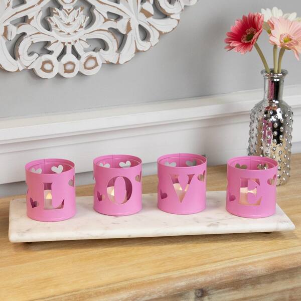 Northlight 2.75in. Pink Love Valentine's Day Metal Votive Candle