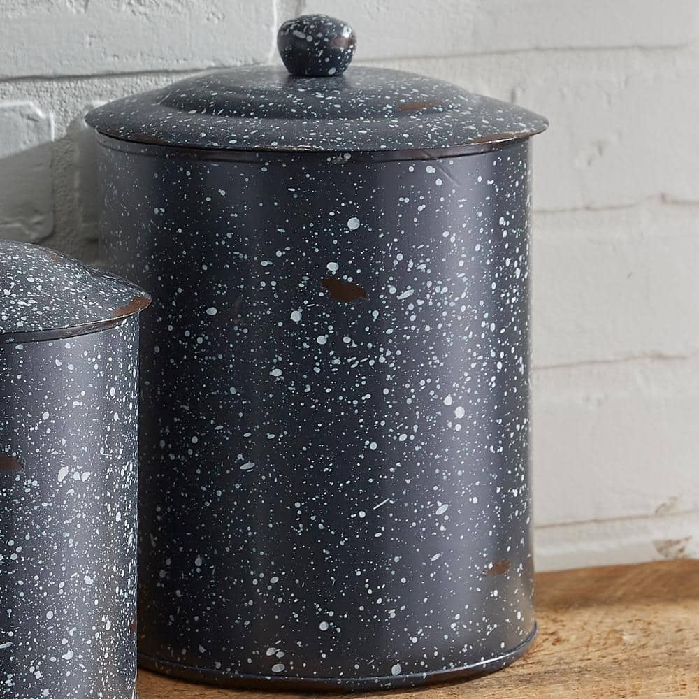 Granite Enamelware Black and White Canister Set