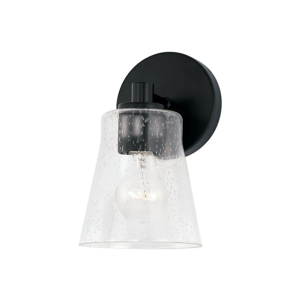 Baker 5.5 in. 1-Light Sconce in Matte Black with Clear Seeded Glass price history on PriceWatchPro