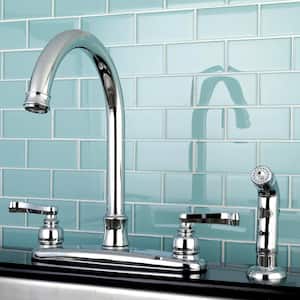 French 2-Handle Standard Kitchen Faucet with Side Sprayer in Polished Chrome