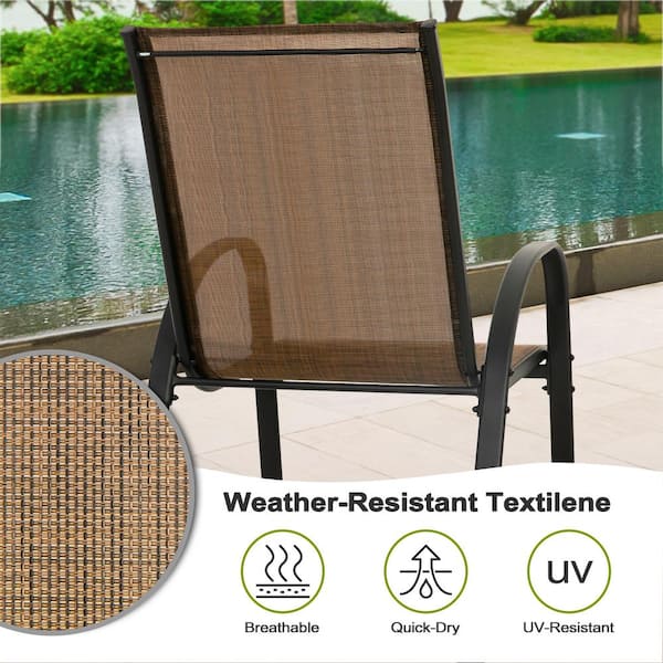 Nuu Garden Black Metal and Textilene Stackable Outdoor