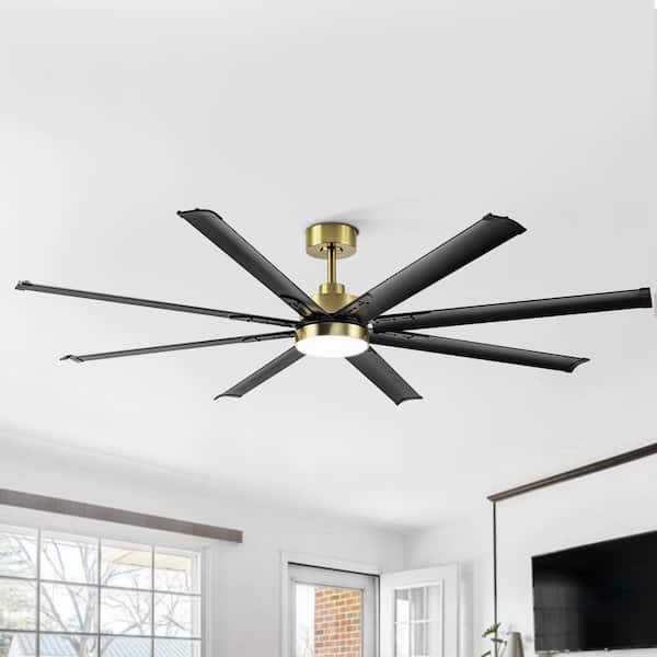 Breezary Archer 72 in. (6 ft.) Indoor Black/Gold Industrial Ceiling Fan with Integrated LED, Aluminum Blades and Remote Control