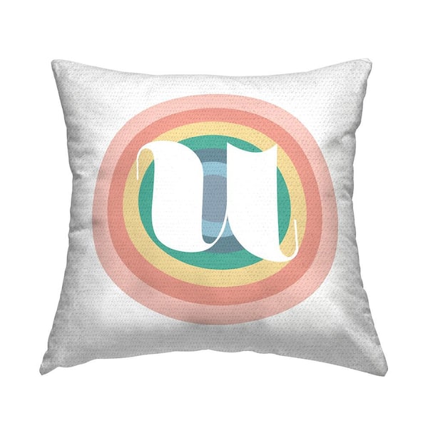 Stupell Industries Rainbow Circle Letter U Square Outdoor Throw Pillow