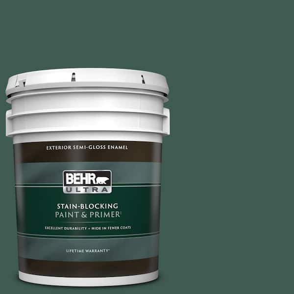 BEHR ULTRA 5 gal. #PPF-02 Patio Green Semi-Gloss Enamel Exterior Paint & Primer