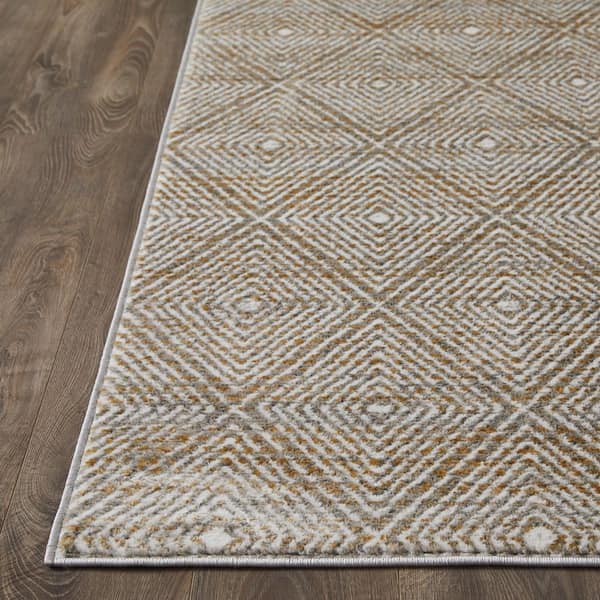 Alanzo Alburnt Beige 9 ft. 10 in. x 12 ft. 10 in. Geometric Polypropylene Indoor Area Rug