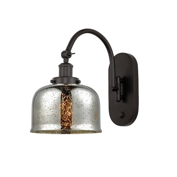Bell 1-Light Oil Rubbed Bronze, Silver Plated Mercury Wall Sconce with Silver Glass Shade