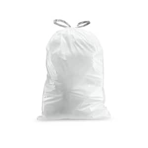 Plasticplace Custom Fit Trash Bags simplehuman (X) Code E Compatible (100 Count) White Drawstring Garbage Liners 5.2 Gallon / 20 Liter 18.75 x 20