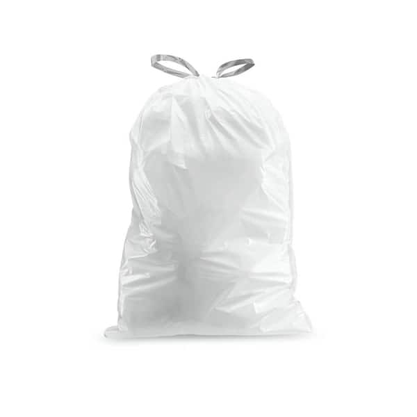 simplehuman Code R Custom Fit Drawstring Trash Bags, 60 Count, 10 Liter /  2.6 Gallon, White