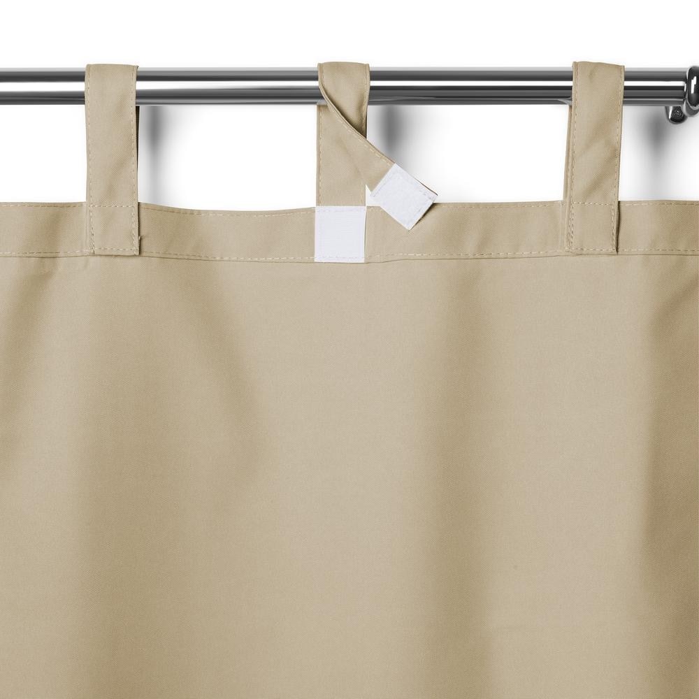 Taupe Polyester Light-Filtering Tab Top Curtain Panel