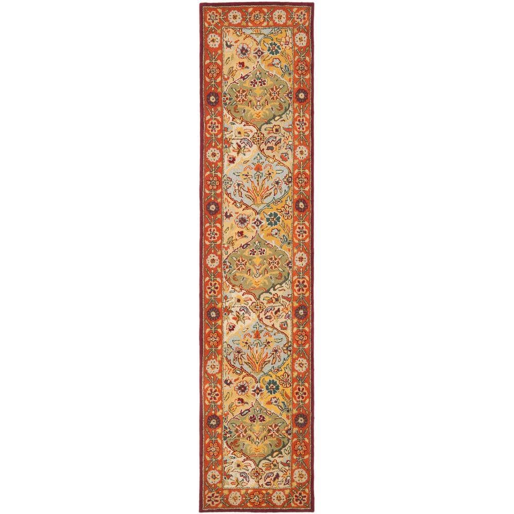 Elegant Multi-Red Hand-Tufted Wool Runner Rug, 2'3" X 20'