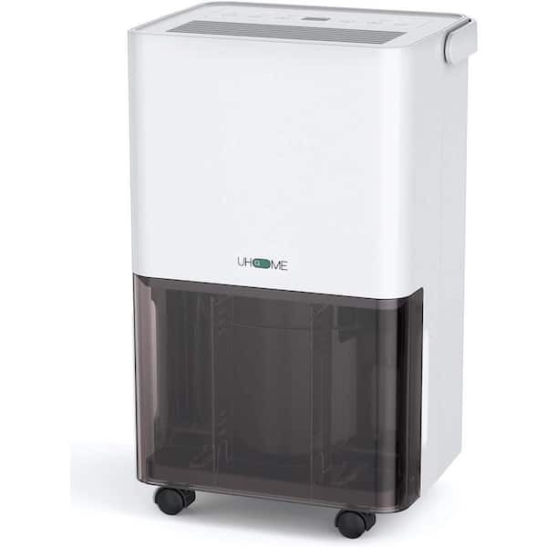 30-Pint Dehumidifier for 1,500 sq. ft. Basement or Garage, White, with Bucket, Drain Hose, and Dual-Layer Air Filter