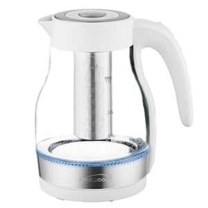Glass 1.7 Liter Electric Kettle with Tea Infuser in White