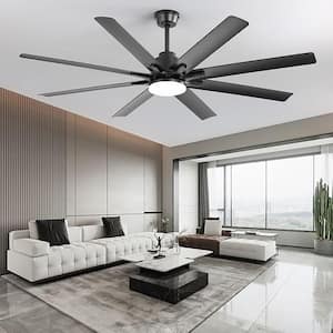 66 in. Smart Indoor Black Ceiling Fan with Lights and Remote Control 8 Blades Reversible DC Motor Dimmable LED Fan Light