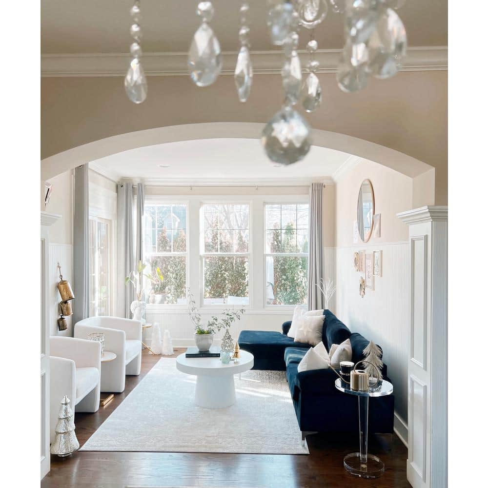 Ivory Rectangular Synthetic Easy Care Area Rug