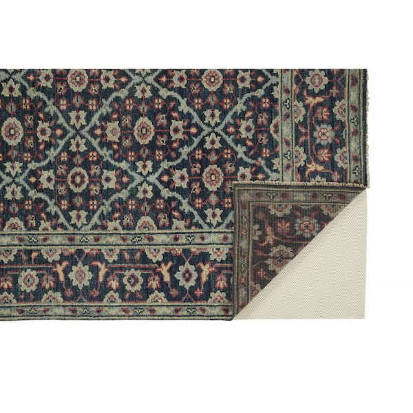 HomeRoots 8 ft. x 10 ft. Blue and Green Floral Area Rug