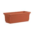 30 in. Brown Fluted Plastic Venetian Garden Flower Window Box