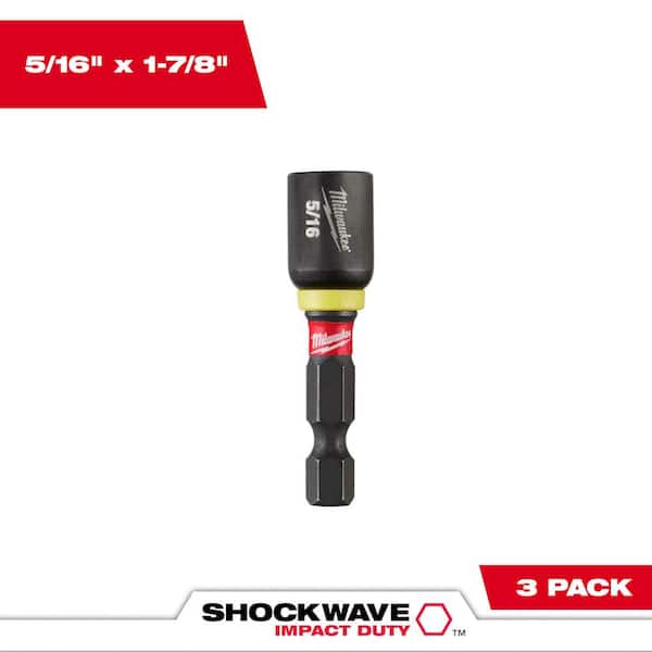 Milwaukee SHOCKWAVE Impact Duty 5/16 in. x 1-7/8 in. Black Oxide Magnetic Nut Driver Drill Bit (3-Pack)