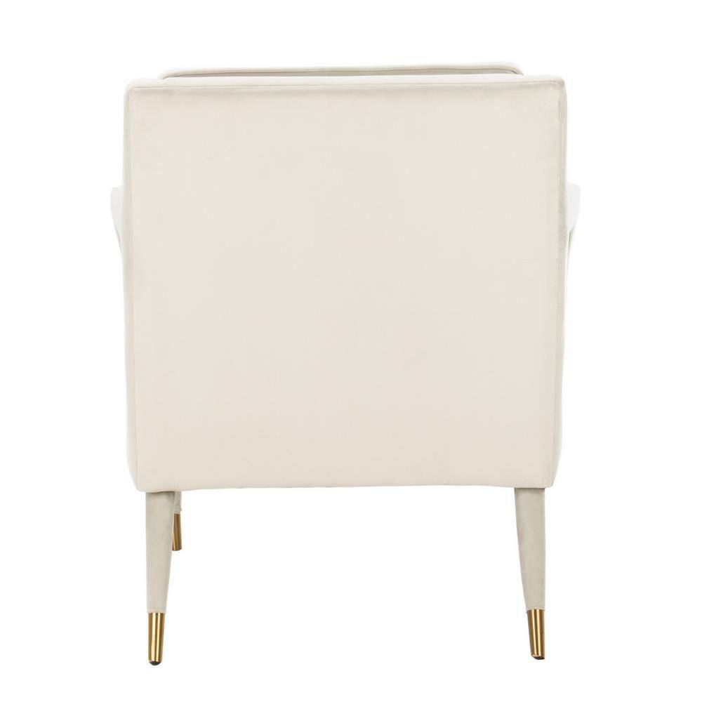 Elegant Silver Velvet Wood Accent Chair with Gold-Capped Legs
