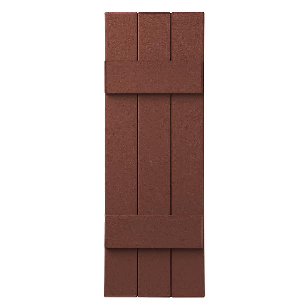 11 in. x 31 in. Polypropylene Plastic 3-Board Closed Board and Batten Shutters Pair in Red