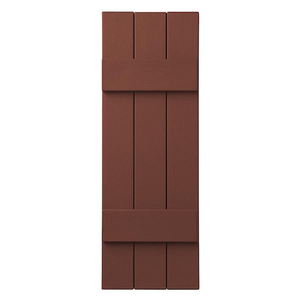 Ply Gem 11 in. x 39 in. Polypropylene Plastic 3-Board Closed Board and Batten Shutters Pair in Red