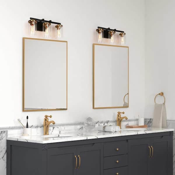 Zevni 20 in. Modern 3-Light Black Vanity Light, Transitional Wall