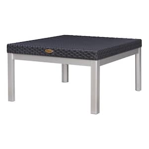 Russ Black Plastic Outdoor Coffee Table with Grey Aluminum Legs