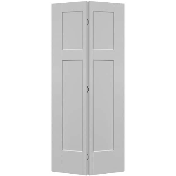 Masonite 36 in. x 80 in. 3-Panel Winslow Hollow Core Silver Bullet Molded Composite Bi-Fold Door