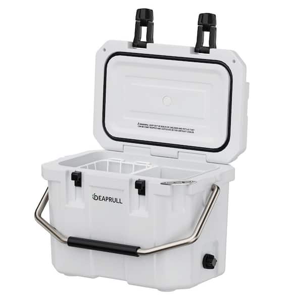 Denjol White 30 qt. Portable Chest Cooler with Lid Lock Handle, Double Latches and Bottle Opener-Keeps Ice Up to More Days