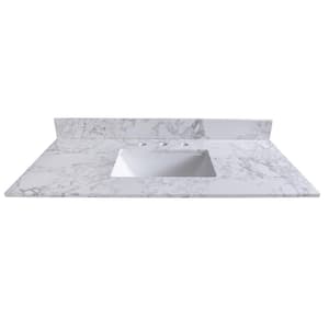 49 in. W x 22 in. D Engineered Stone Composite Carrara White Rectangular Single Sink Vanity Top