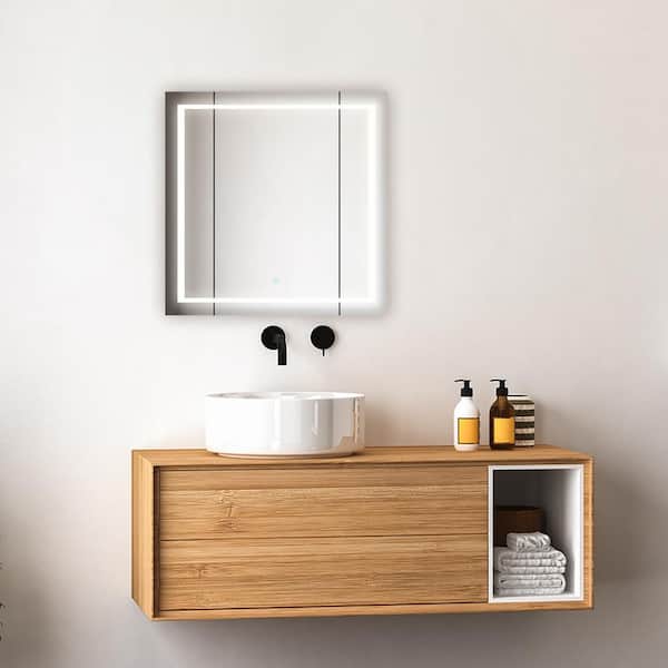 Royale Plus 36 in. W x 36 in. H Rectangular Medicine Cabinet with Mirror, Tri-View Door, LED Lighting, Mirror Defogger