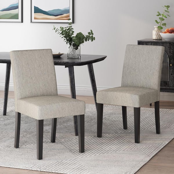 Benewah Light Gray and Gray Fabric Dining Chairs (Set of 2)