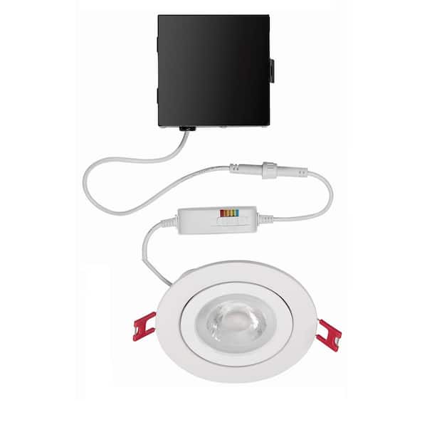 Commercial Electric Ultra Spot Integrated LED 4 in Round Adj Color Temp Canless Recessed Light for Kitchen Bath Living rooms, White