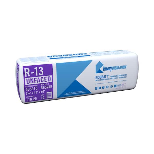Knauf Insulation R-13 EcoBatt Unfaced Fiberglass Insulation Batt 3-1/2 in. x 15 in. x 93 in.