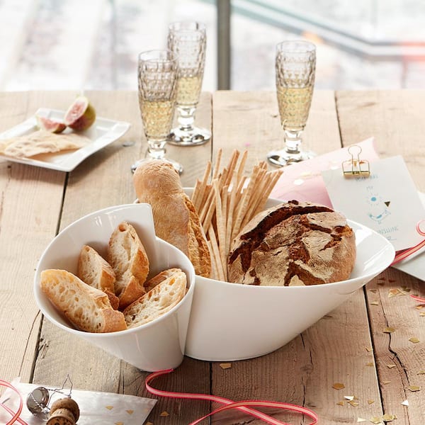New Wave White Porcelain Chip and Dip Bowl