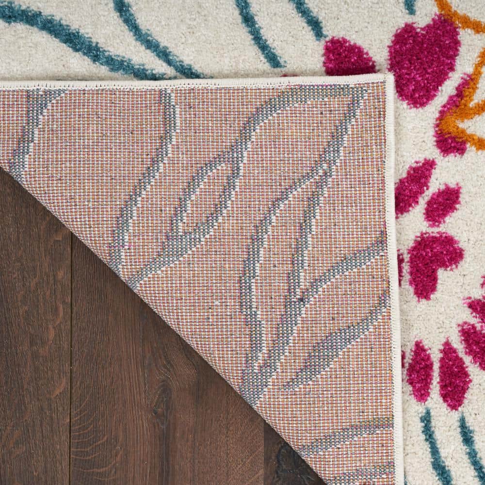Handmade Off-White Floral Synthetic 8' x 10' Rug