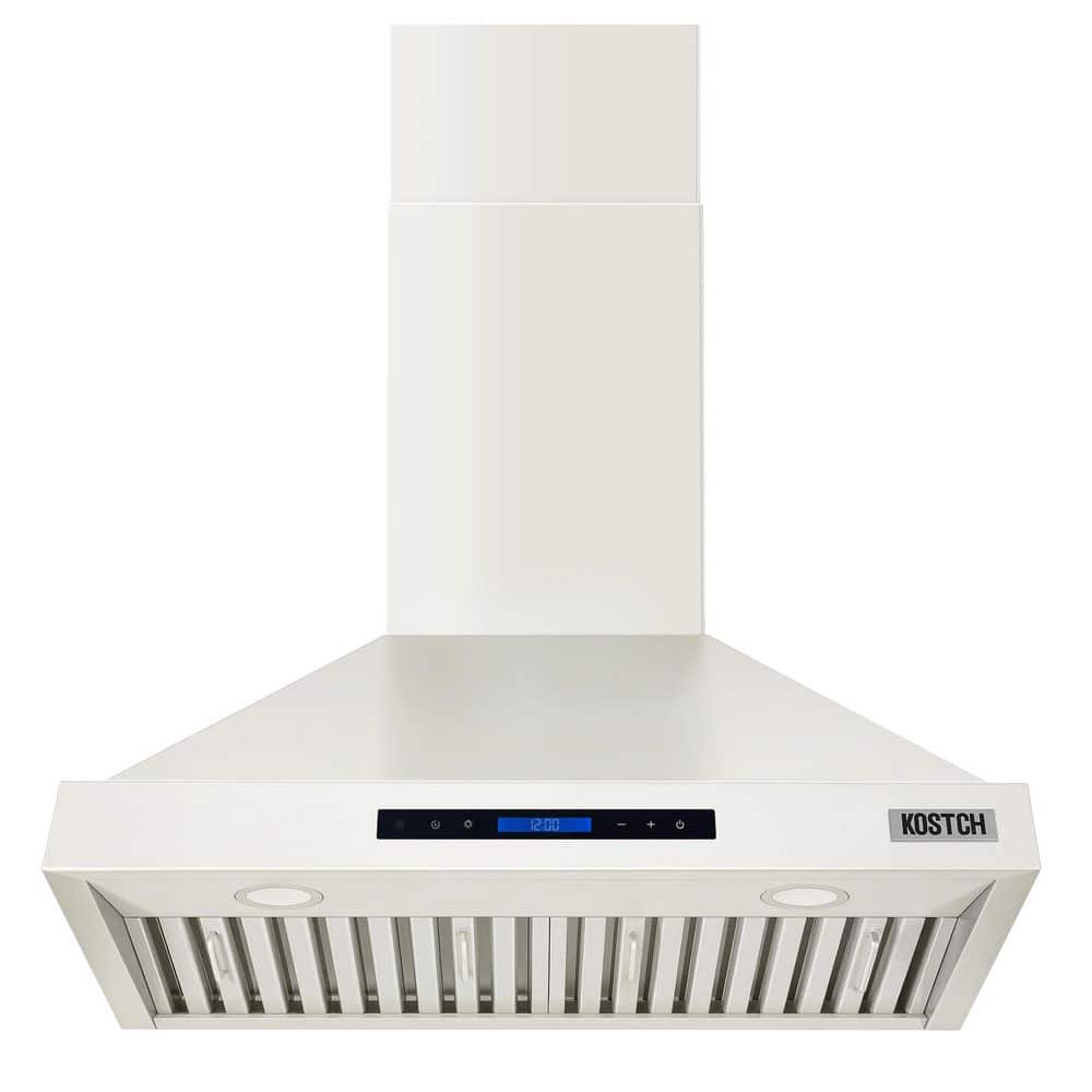 30 in. Wall Mount Range Hood, 600 CFM Convertible in White with LED Lights and Touch Control price history on PriceWatchPro