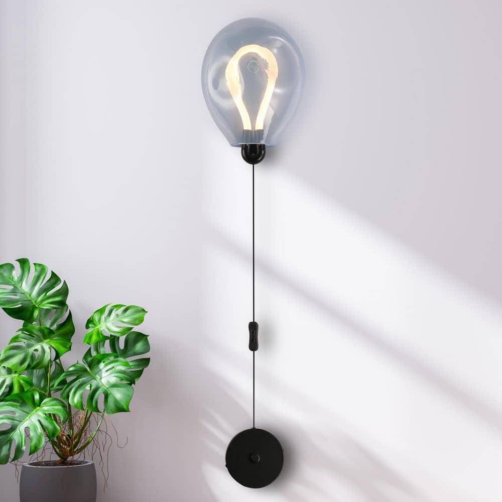 Creative 12 in. 1 Light Blue Balloon LED Wall Sconces with Colorful Glass Shade, Cordless Reading Wall Lamp with Switch price history on PriceWatchPro