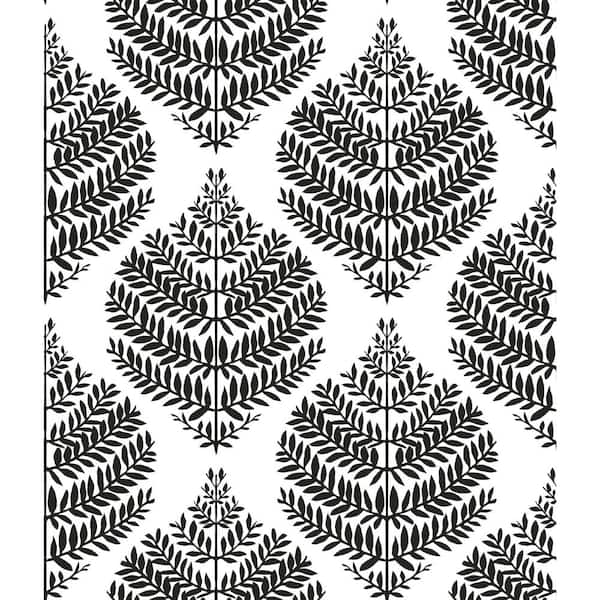 RoomMates Hygge Fern Damask Black and White Peel and Stick Wallpaper (Covers 28.18 sq. ft.)