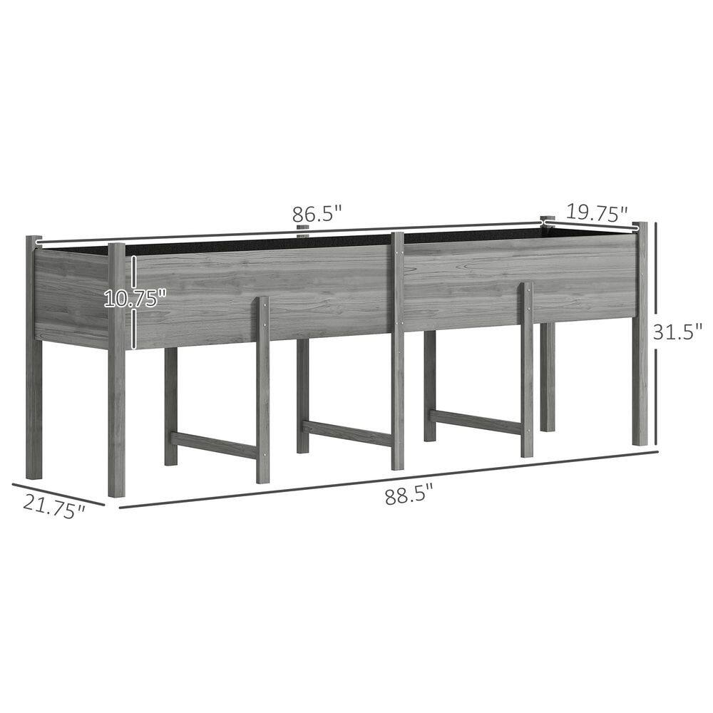 Extra Large Gray Fir Wood Raised Garden Bed with Legs and Drainage