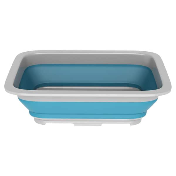 10 L Collapsible Portable Wash Basin Pop-Up Dish Tub and Cooling Chest in Blue