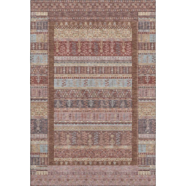 Mayfield Premium Machine Washable Abstract AMF2160 Paprika 10 ft. x 14 ft. Area Rug