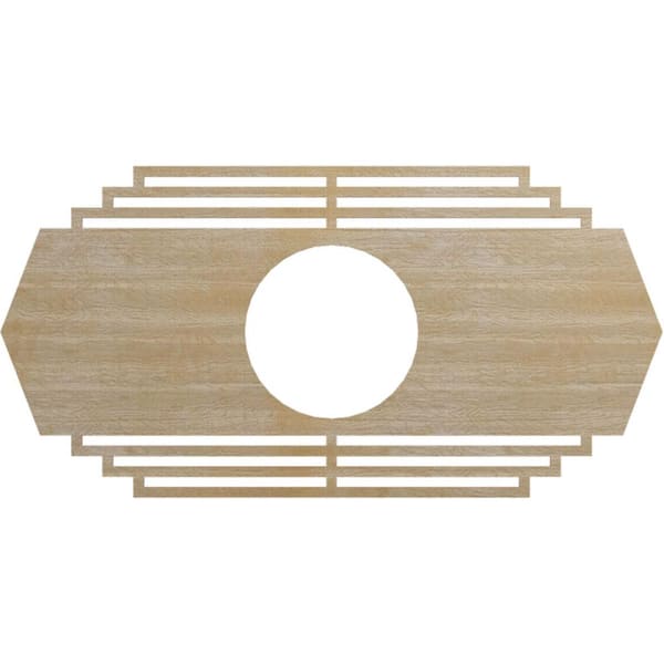 Ekena Millwork 34 in. x 17 in. x 9 in. x 1/4 in. Chrysler Wood Fretwork Pierced Ceiling Medallion, Birch