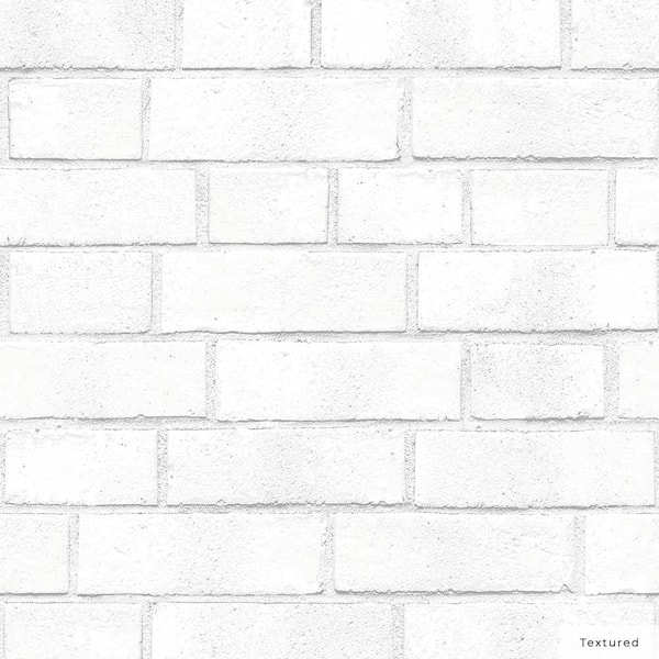 Tempaper White Brick Vinyl Peel and Stick Textured Wallpaper Roll (Covers 56 sq. ft.)