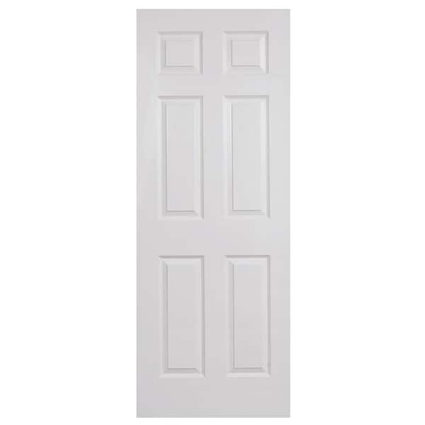 Steves & Sons 24 in. x 80 in. 6-Panel Textured Primed White Evolution Solid Core Interior Door Slab