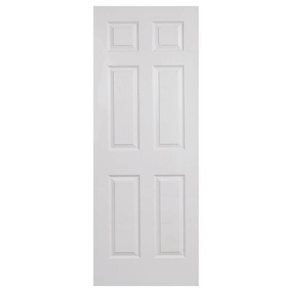 Steves & Sons 28 in. x 80 in. 6-Panel Textured Primed White Evolution Solid Core Interior Door Slab