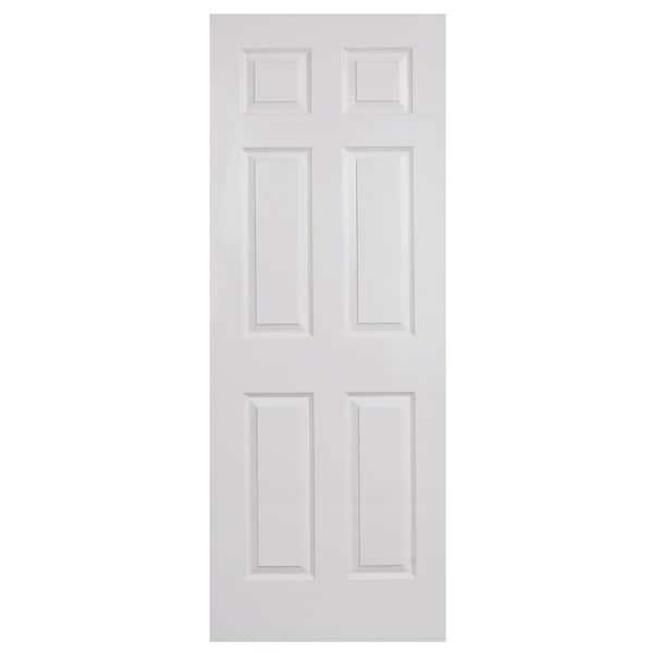 Steves & Sons 32 in. x 80 in. 6-Panel Textured Primed White Hollow Core Pre Bored Composite Interior Door Slab