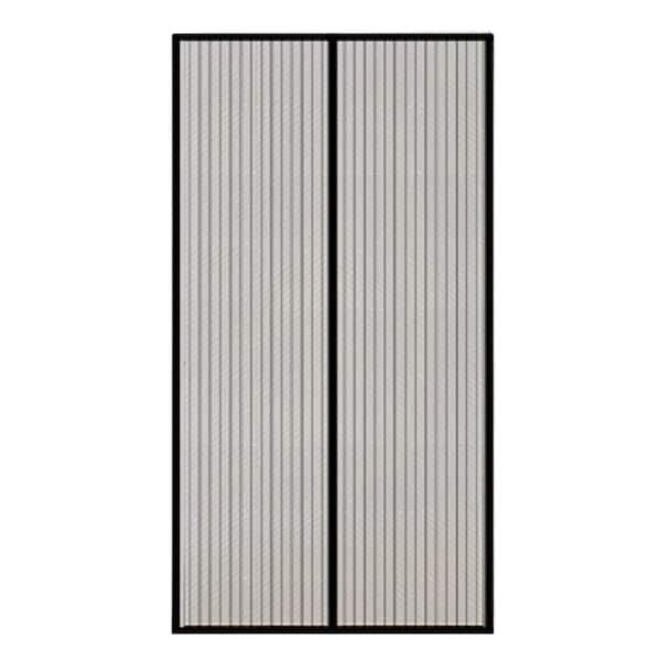 36 in. x 82 in. Universal/Reversible Black Finished Polyester Fiberglass Magnetic Screen Door with Stay-Open Buckles
